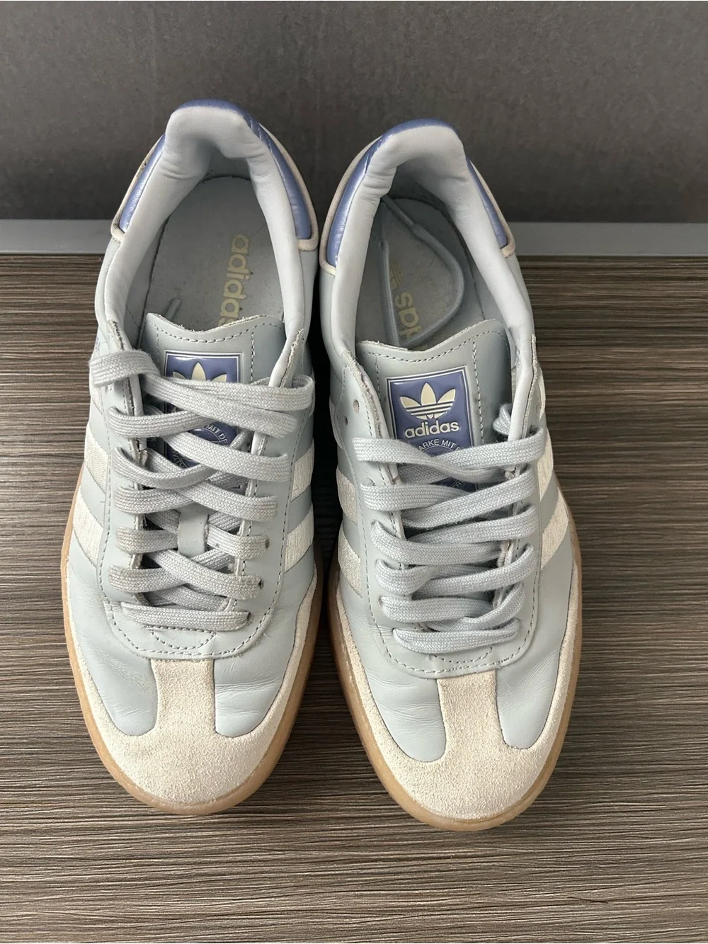 Adidas originals Women's SAMBAE Sneakers Halo Blue GUM suede IG1953 Size 8